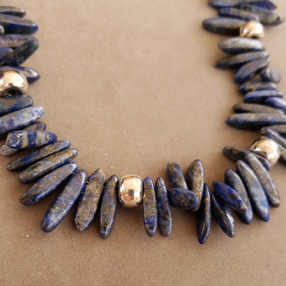Sodalite Sticks and Sterling Silver Necklace